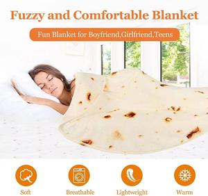 Mềm ấm flannel Tortilla chăn 280gsm hình tròn máy bay du lịch ném san hô Fleece Tortilla Nap bọc chăn - Product Image 4