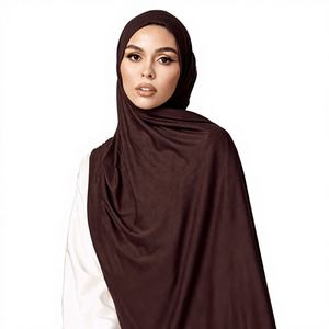 Nouveauté été, couleur unie, vente chaude, foulard carré musulman, bord large, fin, en rayonne, respirant, réversible, léger, châles - Product Image 4