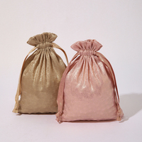 Pochette à cordon de serrage métallique brillante de luxe, en tissu doux pailleté, sac cadeau pour bijoux, bagues, boucles d'oreilles, bracelets et rangement de cosmétiques
