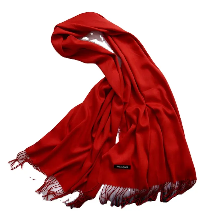 Ladies fashion long thin shawl wraps plain wool red cashmere pashmina winter scarf