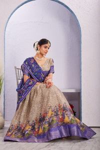 Festival Lehenga Choli Soft Dola Flock Print Embossé Longueur au sol Séchage rapide Extensible Designer Tenue traditionnelle indienne - Product Image 4