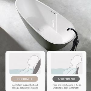 Bañera moderna de piedra artificial independiente para interiores, bañera de remojo de <span class=keywords><strong>SPA</strong></span> de forma ovalada rosa para hoteles - Product Image 5