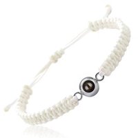 Bracelets en acier inoxydable faits à la main avec projection photo personnalisée, corde tressée tendance, ajustables, bracelets de couple « Je t'aime » pour les fêtes