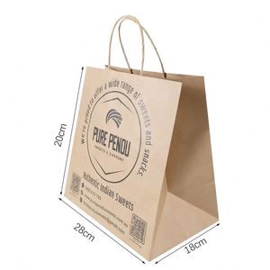 Custom Eco Friendly <b>Biodegradable</b> Brown Fast Food Snacks to Go Delivery Paper Bag Takeout <b>Packaging</b> Take Away Kraft Paper Bag - Product Image 2
