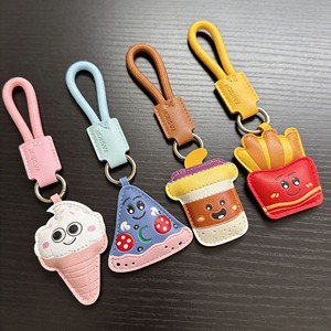 Cute Creative Fries Milk Tea Customizable Pu Leather <b>Keychain</b> Plastic <b>Keychain</b> Couple Bag Pendant for Fashion Gift - Product Image 1