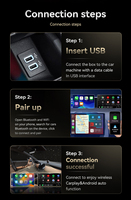 Adaptateur Dongle Convertisseur Récepteur 2 en 1 sans fil CarPlay Android Auto, convertit le CarPlay filaire en sans fil pour voiture