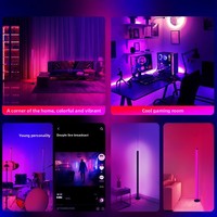 Lámpara de Pie Inteligente RGB LED para Esquina con Sincronización Musical, Control por Aplicación, 16 Millones de Colores, para Sala de Estar, Dormitorio, Decoración de Juegos