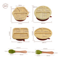 Service de table pour enfants en fibre de bambou écologique de qualité alimentaire, forme animale, assiette antidérapante à ventouse pour bébé et tout-petit