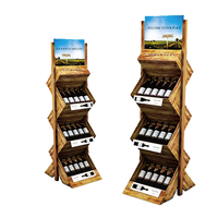 Présentoir à Bouteilles de Vin en Bois Personnalisé à 3 Niveaux, Autoportant, pour Magasins de Spiritueux avec Logo Personnalisé