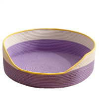 Panier pour chat en corde de coton tressée, résistant aux griffures, double usage, avec bol roulé rafraîchissant, lavable, coussin de sommeil doux, maison pour chiot