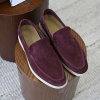 Herren Italienischer Stil Echtleder Wildleder Slipper Leichte Flache Casual Geh- und Anzugschuhe