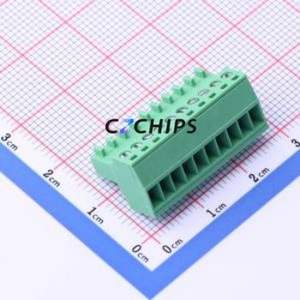 DB2EK-2.54-10P-GN-S Plug-in Terminal Block P=2.54mm Connector Male Plug 1x10P 2.54mm Green - Product Image 1