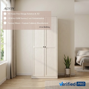 Alvin Modern White Shaker Style Wardrobe Freestanding <strong>Double</strong> <strong>Door</strong> <strong>Closet</strong> With Round <strong>Knob</strong> Handles for Bedroom - Product Image 1