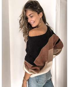 Maglione da Donna alla Moda Autunno Inverno a Maniche Lunghe, Pullover Casual Largo Lavorato a Maglia, Taglie Forti <span class=keywords><strong>S</strong></span>-5XL - Product Image 2