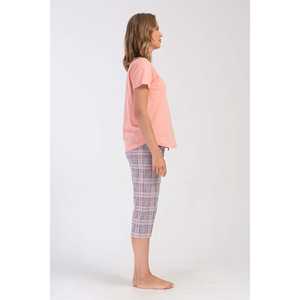 Traje de dormir capri ovalado de manga corta con cuello redondo para mujer - Product Image 2