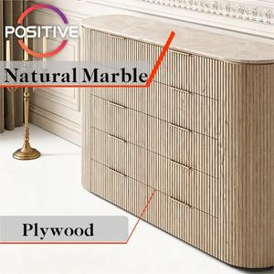 <span class=keywords><strong>Aparador</strong></span> con Estructura de Madera Contrachapada, Tapa de Mármol Natural, 10 Cajones, Almacenamiento en Capas para Sala de Estar, Dormitorio, Decoración del Hogar - Product Image 4