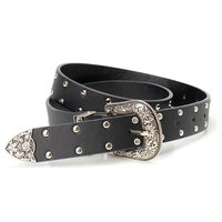 Ceinture vintage à boucle sculptée, ceinture en cuir PU rivetée style punk, ceinture pour femme style western, ceinture décorative pour jeans et pantalons, usage quotidien