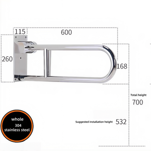 Barre d'appui antidérapante en acier inoxydable <span class=keywords><strong>pour</strong></span> salle de bain, main courante, <span class=keywords><strong>poignée</strong></span> de sécurité <span class=keywords><strong>pour</strong></span> handicapés et personnes âgées, accoudoir, <span class=keywords><strong>pour</strong></span> usage hospitalier - Product Image 5