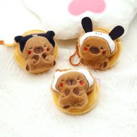 Botu mignon en peluche Capybara porte-monnaie créatif Kawaii dessin animé Animal sac pendentif clé rouge à lèvres casque sac de rangement enfants portefeuille