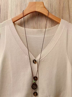 Chaleco de Punto Casual Transpirable con Cuello en V para Mujer, Verano-Otoño 2026, Sin Mangas, con Bolsillo y Botón, Uso Diario, 100% Acrílico