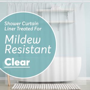 Cortina de Ducha Blanca de PEVA con Logotipo Personalizado CF, Forro de Cortina de Ducha de Plástico Transparente Impermeable Personalizable para Baño - Product Image 1