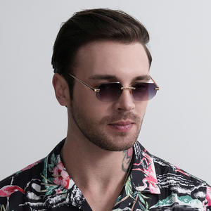 Lbashades 2158 Veelhoekige Randloze Rand Diamant Snijden Luxe Vierkante Gradiënt Lens Mode Metalen Zonnebril 2025 - Product Image 2