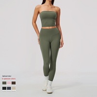 Nouvel ensemble de yoga sans bretelles pour femme, moulant, anti-humidité, très élastique, respirant, amincissant et rehausseur de fesses