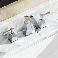 Robinet de salle de bain chromé à arc de 8 pouces - Mitigeur de lavabo à double poignée avec vannes à disque en céramique