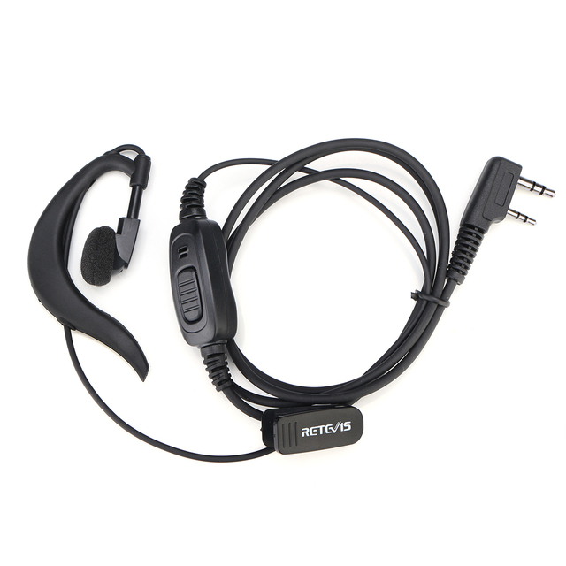 For EEK005 2-Pin Earhook Earpiece Collar Clip IPX-4 Waterproof 120mm Length RT5R/UV5R Two Way Radio Wired Black 0-3KM