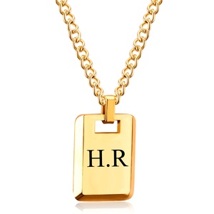 <span class=keywords><strong>Collana</strong></span> con Ciondolo <span class=keywords><strong>Personalizzabile</strong></span> con <span class=keywords><strong>Nome</strong></span> Inciso, Gioielli alla Moda in Acciaio Inossidabile Placcato Oro 18K per Donne - Product Image 2