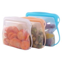 Sac de rangement réutilisable en silicone platine de qualité alimentaire, multifonctionnel, transparent, étanche, pliable, grande capacité