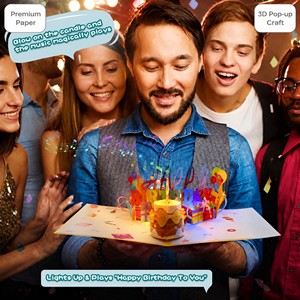 Tarjeta de Cumpleaños 3D Pop Up con Luz LED y Música, Tarjeta de Felicitación Creativa y Personalizada, Regalo para Fiestas - Product Image 2