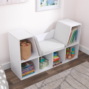 Étagère et banc de lecture 3 cubes pour enfants, en bois écologique blanc, pour salle de jeux et chambre à coucher - Product Image 6