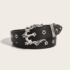 Nueva estrella remache cinturón estilo gótico doble Pin hebilla hombre mujer <span class=keywords><strong>moda</strong></span> Casual Punk estilo Pu cuero cintura <span class=keywords><strong>para</strong></span> Jeans jóvenes - Product Image 1