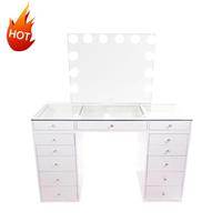 Coiffeuse Maquillage Phoenix Grande Table de Maquillage avec Miroir Bureau pour Ensemble de Maquillage Mobilier de Chambre