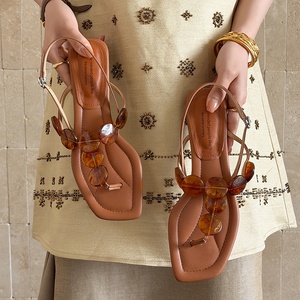 <span class=keywords><strong>Sandalias</strong></span> Planas Bohemias WETKISS de PU para Mujer, <span class=keywords><strong>Sandalias</strong></span> con Decoración de Piedras de Resina, <span class=keywords><strong>Sandalias</strong></span> Elegantes con Tiras Finas, <span class=keywords><strong>Sandalias</strong></span> de Playa Bohemias para Vacaciones - Product Image 5