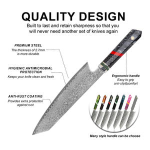 Cuchillo de Chef de cocina de alta calidad de 67 capas 8CR15MOV de acero de Damasco de 8,5 pulgadas con mango de resina octogonal de nido de abeja patrón rosa - Product Image 2