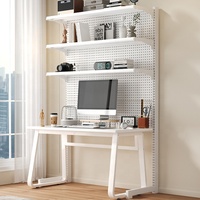 Organizador de Tablero Perforado, Estantes de Almacenamiento, Escritorio de Estudio, Escritorio para Computadora con Estantería