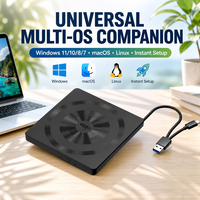 Lecteur/graveur de DVD externe USB 2.0, lecteur de CD/DVD mince, lecteur/graveur pour la numérisation de musique sur CD audio, ordinateur portable, PC, MacBook, Windows 11, Mac OS