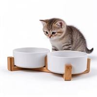 Support de gamelle double en céramique pour chat et chien, anti-renversement, à large ouverture, pour protéger la colonne cervicale, ustensiles de boisson pour animaux de compagnie