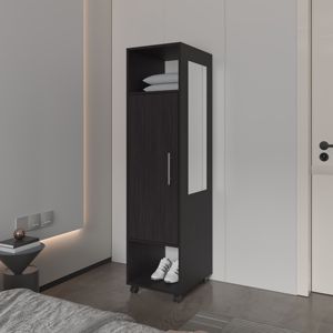 DB Summit Armoire en mélamine avec porte miroir pliante et rangement ouvert pour chambre à coucher Meubles de maison pour appartements - Product Image 1