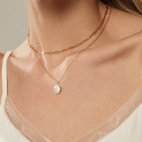 Collier en chaîne plaqué or 18 carats, chaîne de perles, chaîne de boîte, bijoux pour femmes, collier à porter tous les jours, cadeau pour elle