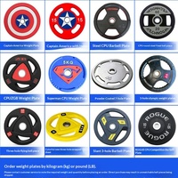 Plaques d'haltères colorées pour femmes, en acier recouvert de caoutchouc, à trois trous, design Captain America, équipement de musculation