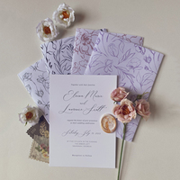 Amplop Undangan Pernikahan Mewah Warna Dusty Rose Mauve Vellum dengan Seni Garis Bunga, Segel Lilin Pearlescent, Cetak Kustom