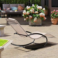 Chaise longue d'extérieur en forme de U, chaise à bascule au style moderne minimaliste avec structure métallique pour patio, balcon, plage, maison d'hôtes, loisirs