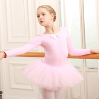 Justaucorps de ballet pour enfants à manches longues, robe de danse avec nœud et jupe, tenues de ballerine pour tout-petits et enfants, costumes de danse