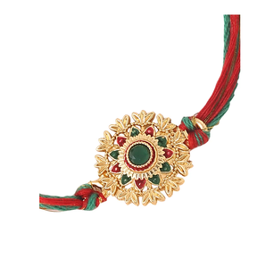 Bracelet Rakhi ethnique Meenakari pour frère, fait main en fil avec motifs émaillés colorés, cadeau festif - Product Image 5