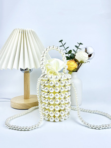 Perle perles à la main mode exquis seau sac fourre-tout femme creux tissé sac à main pour les femmes 2024 fête dîner saint valentin - Product Image 5