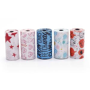 Factory Manufacturers Luxury Biodegradable Pet Garbage Bags 15 PCS/<b>Roll</b> Thickened Printing Dog Poo Bag Supplies - Product Image 1