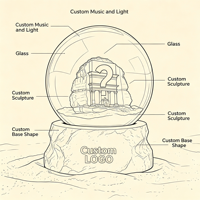 Artisanat en résine entièrement personnalisé, souvenirs de voyage du Moyen-Orient les plus vendus, statue de la Grande Mosquée de la Mecque, globe à neige